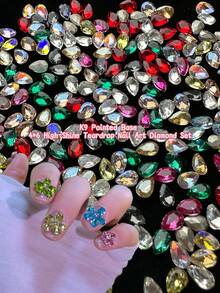 KIRAME 30顆/50顆/100顆 4x6mm 淚滴尖底 K9 超亮混色水鑽，DIY 美甲家用、美甲沙龍、美甲用品、美甲材料，聖誕節、新年、旅行、夏季美甲、節日禮物 - 彩色 - 查看 4