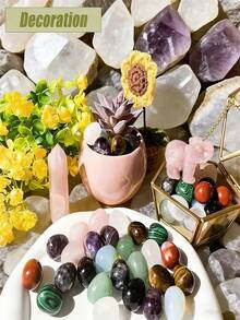 5/10/15/20/30/50/100pcs Natural Polished Gemstone Eggs, Large Polished Mineral Stone Eggs, Palm Chakra Eggs For Anxiety Relief, Chakra Balancing, Easter Decoration, Holiday Gift, Random Color - Natural Mineral Eggs - View 9