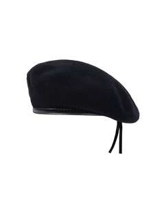 1pc British Style Military Beret, Wool Stiff Shaping Design, Unisex Versatile Warm Casual Wear For Holidays And Daily Use - Beret - View 4