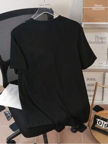 100% Cotton. Stylish Men's Printed T-Shirt. Men's Short-Sleeved Round Neck T-Shirt With Dark Anime Print. Stylish Streetwear Graphic Tee, Suitable For Casual Wear And Perfect For Everyday Outfits. Polyester Fiber, Heat Transfer Printing. A Summer Essential. - Black - View 2