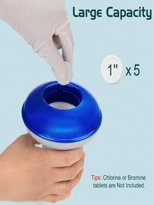 5-Inch Floating Chlorinator/Bromine Dispenser, Fits 1-Inch Chlorine Tablets, Adjustable Release Flow Floating Dispenser, Suitable For Indoor/Outdoor Swimming Pools, Hot Tubs, Blue & White, Great For Inflatable And Above-Ground Pools - Dispenser - View 3