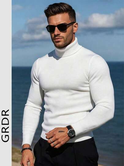  GRDR Autumn/Winter New Solid Color Turtleneck Pullover Sweater, Thin Layering Casual Versatile