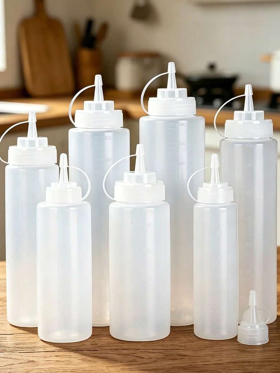 1個擠壓式分裝瓶 儲存瓶 廚房調味料瓶 沙拉醬擠壓瓶 醬料瓶 尖嘴塑膠擠壓瓶 擠壓罐 廚房居家用醬油瓶 調味料罐 醬料瓶 - 白色 - 查看 1