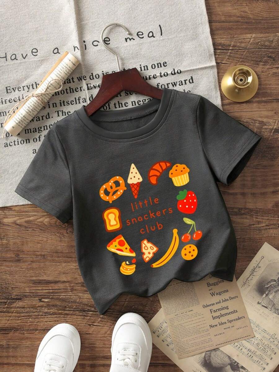 Baby Boy Daily Basic T-Shirt, Soft Breathable Casual Top Suitable For Toddlers - Dark Grey - View 1