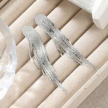1 Paar modische Retro-Stil Silber Quasten Ohrringe, sexy und elegant, perfektes Party-Accessoire und Urlaubsgeschenk - Silber - Übersicht 8