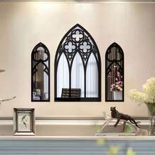 Espejo de pared con diseño de ventana gótica de iglesia hueca, 3 piezas de pegatinas de espejo acrílico para decoración estética del dormitorio y la sala de estar - A - Ver 7