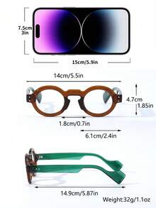Visivana 1 par de gafas unisex de montura redonda pequeña con remaches y montura gruesa, estilo retro de moda casual para la calle - Multicolor - Ver 9