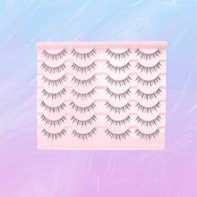 14 Pairs Large Capacity Faux Mink Eyelashes, Natural Dramatic Soft Wispy Fluffy Reusable Strip Lashes - Black - View 7