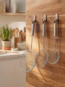Powcan 1 pieza Colador de acero inoxidable duradero para freír, utensilio de cocina para freír, se puede usar como colador, accesorio de cocina, herramienta de cocina esencial como regalo para el chef del hogar, ayudante de almacenamiento de cocina que ahorra espacio - Plateado - Ver 12
