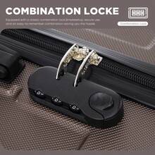 YONSLY 16 Inch Suitcase With Detachable Wheels 360° Combination Lock Double Zipper Soft Rubber Handle Trolley Travel Suitcase For Vacation - 棕色 - 查看 4