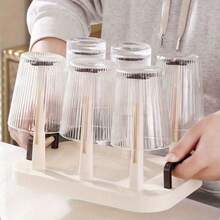 1pc Space-Saving Plastic Cup Drying Rack, Bar Accessory, Coffee Cup, Cup Drying Rack, Large Capacity Dust-Proof Inverted Cup Holder, Suitable For Countertop, Fits Glass And Plastic Cups, Cup Drying Solution | Modern Cup Rack | Inverted Design - Multicolor - View 4