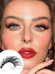 14 Pairs D Curl Fluffy False Eyelashes, 7-16mm Gradient Length Lashes, Thick Curly Natural Lash Extensions, Lightweight Reusable Lashes For Beginners, Daily & Party Makeup - Black - View 3