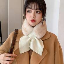 Bufandas femeninas de invierno para mujer, chal con correas cruzadas, bufanda suave para el cuello para niñas, bufanda versátil dulce que combina con todo para Otoño e Invierno XNCB - Blanco - Ver 8