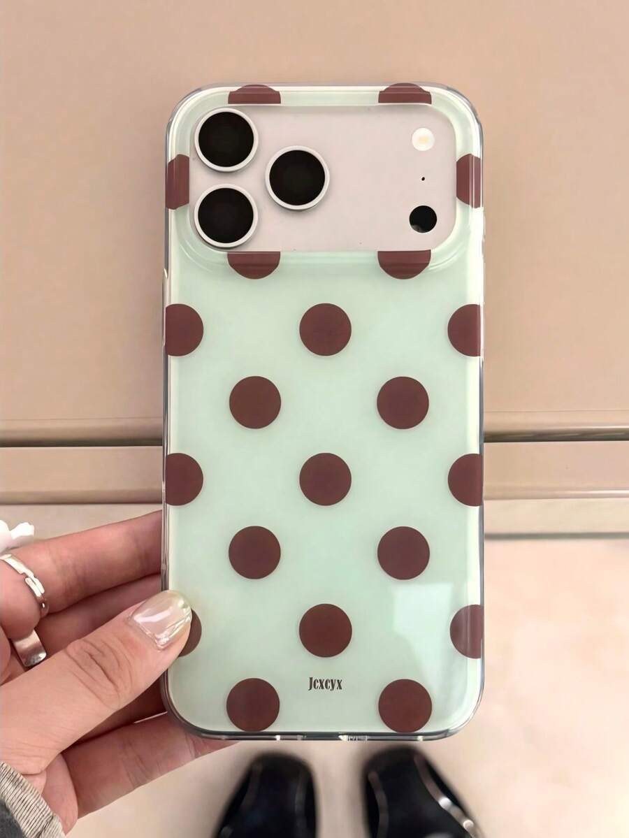 Minimalist Polka Dot Mint Green Soft Phone Case, Compatible With IPhone 17 16 15 14 13 Pro Max, Summer Style Anti-Drop Lightweight Phone Case, Pink Phone Case - Mint Green - View 1