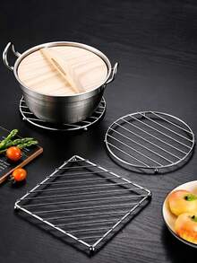 Stainless Steel Kitchen Pot Mat, Pot Rack, Heat Insulation Pad, Versatile Steamer Rack, Tabletop Anti-Scald Heat Resistant Pot Holder, Trivet - Multicolor - View 1