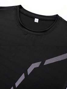 Men's Summer Cool Elastic Ice Silk Short Sleeved Ice Silk Quick Drying Sports Shorts Set Suitable For Fitness Running Training Outdoor Running Wear - Black - View 11