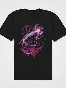 T-shirt med anime-fantasi- och äventyrstema, en trendig vardagsplagg för anime-fantaster. Streetwear-kläder T-shirts Dam Sommarblusar Dam Sweatshirts Dam Kortärmade T-shirts Dam Strandkläder  dam - Svart - Visa 6