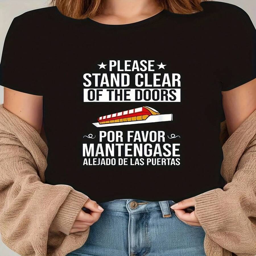 Creative New An Style T-Shirt With Printed English Lettering Design - Black - View 1