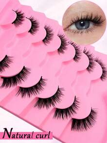 7 Pairs 12mm Short Crinkle Shape Cat Eye Appearance Tail Striped Crinkle, Eyebrow, Fake Crinkle - Multicolor - View 4