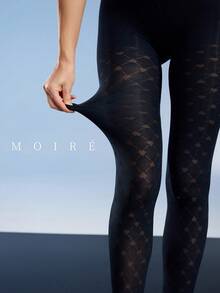 MOIRÉALLURE 1雙女款海軍藍愛心絲襪褲，高腰彈性柔軟舒適性感，適合日常通勤與休閒穿著 - 藏蓝色 - 查看 5