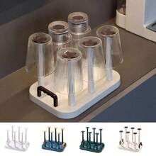 1pc Space-Saving Plastic Cup Drying Rack, Bar Accessory, Coffee Cup, Cup Drying Rack, Large Capacity Dust-Proof Inverted Cup Holder, Suitable For Countertop, Fits Glass And Plastic Cups, Cup Drying Solution | Modern Cup Rack | Inverted Design - Multicolor - View 2