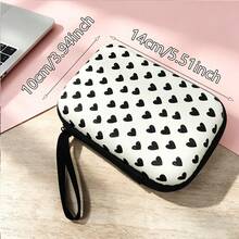1pc Large Capacity High-Quality Heart Pattern EVA Hard Case Storage Bag, Shockproof And Scratch-Resistant, Suitable For Earphones, Power Banks, Cables, Chargers, Cameras And Other Digital Accessories, Essential For Students And Commuters - Multicolor - View 6