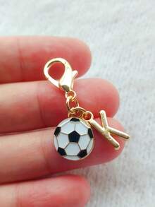 Exquisite Football Pendant Gold A-Z Letter Keychain, Gold Letter Charm, Cute Key Ring Handbag Pendant, Bag Charm, Keychain Bag Accessory, Phone Case Wallet Car Key Accessory - Multicolor - View 14