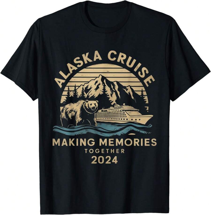Matching Family Friends And Group Alaska Cruise 224 Gift Unisex T-Shirt - 黑色 - 查看 1