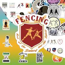 60pcs Fencing Stickers, Niche Sports Competition Ins Style Creative Decorative Decals School Supplies - A - View 2