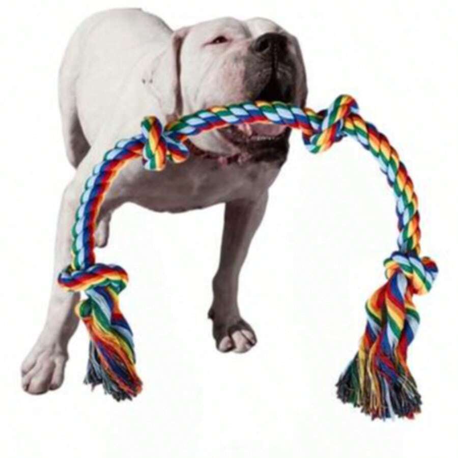 Extra Thick Dog Rope Toy For Large Breeds And Heavy Chewers, Strong Teeth Cleaning Toy, Suitable For Tug-Of-War And Heavy Chewing. Fits All Dog Sizes, Including Puppies And Adult Dogs. Dog Rope Toy With Sturdy Construction And Reinforced Design, Perfect For Active Dogs. - Multicolor - View 1