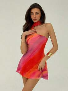 Fashionable Sleeveless Solid Color Dress For Women - Orange - View 4