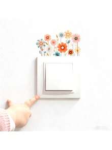 Bohemian Soft Wildflower Socket Switch Wall Sticker, Self-Adhesive Removable Decorative Sticker, High-Quality UV Printed, Suitable For Switch Socket, Living Room, Bedroom, Glass, Cabinet Door, Refrigerator Decoration - Bohemia - View 2