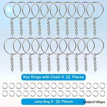 100 piezas/Set Kit de Suministros para Producción de Llaveros, Incluye 50 Argollas de Cadena y 50 Anillos de Salto, Juego de Llaveros Accesorios Sueltos, Utilizado para Producción de Llaveros Manualidades DIY Suministros para Pequeños Negocios - A - Ver 6
