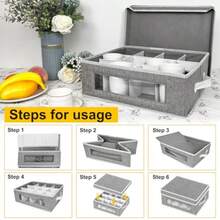 homyfort Caja para organizador contenedores porcelana con divisores para 12 café y té resistente y apilable - Gris - Ver 4