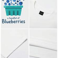 Women's T-Shirt Blueberry Basket With Text Design Short Sleeve Crew Neck Casua Suitable For Spring And Summer - White - View 4