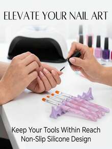 Silicone Fish Bone Pen Holder, Non-Slip Multi-Functional Nail Art Tool Storage - Multicolor - View 6