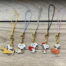 5件組 Snoopy 動漫鑰匙圈手機鍊 鑰匙掛繩 書包裝飾 可愛包包鑰匙鍊飾品，送給朋友的小禮物，生日禮物 - 5pcs - 查看 9