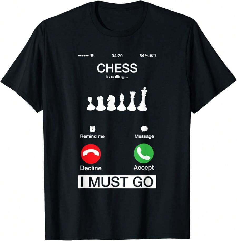 Schach ruft und ich muss gehen, lustiges Handy-Bildschirm-T-Shirt Geschenk, Unisex T-Shirt - Schwarz - Übersicht 1