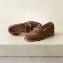 Women's Comfortable Square Moccasin Shoe, Inexpensive, With Gold Embellishment, For Work, Casual, Or Luxury. - 棕色 - 查看 4