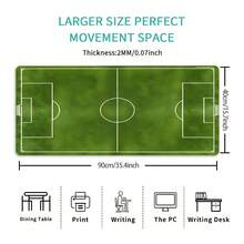 1pc Realistic Football Field Pattern Mouse Pad, Large Office Mouse Pad With Sports Vibe - Extended Realistic Football Field Design Mouse Pad With Anti-Slip Rubber Base, Soft Fabric Material Keyboard Pad Suitable For Home Office, Gaming And E-Sports - View 6