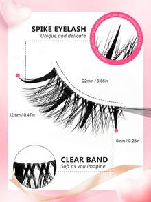 Asiteo 7 Pairs Cartoon Half-Eye False Eyelashes, Extended Tail False Eyelashes, Cat Eye Anime Pointed False Eyelashes, Natural Thin Faux Mink False Eyelashes, Transparent Band False Eyelashes - 半眼睫毛 - 查看 2