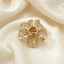 Luxury Niche French Rose Brooch, Mesh Hollow Design Brooch Pin, Delicate Style Daily Accessory - A - View 2