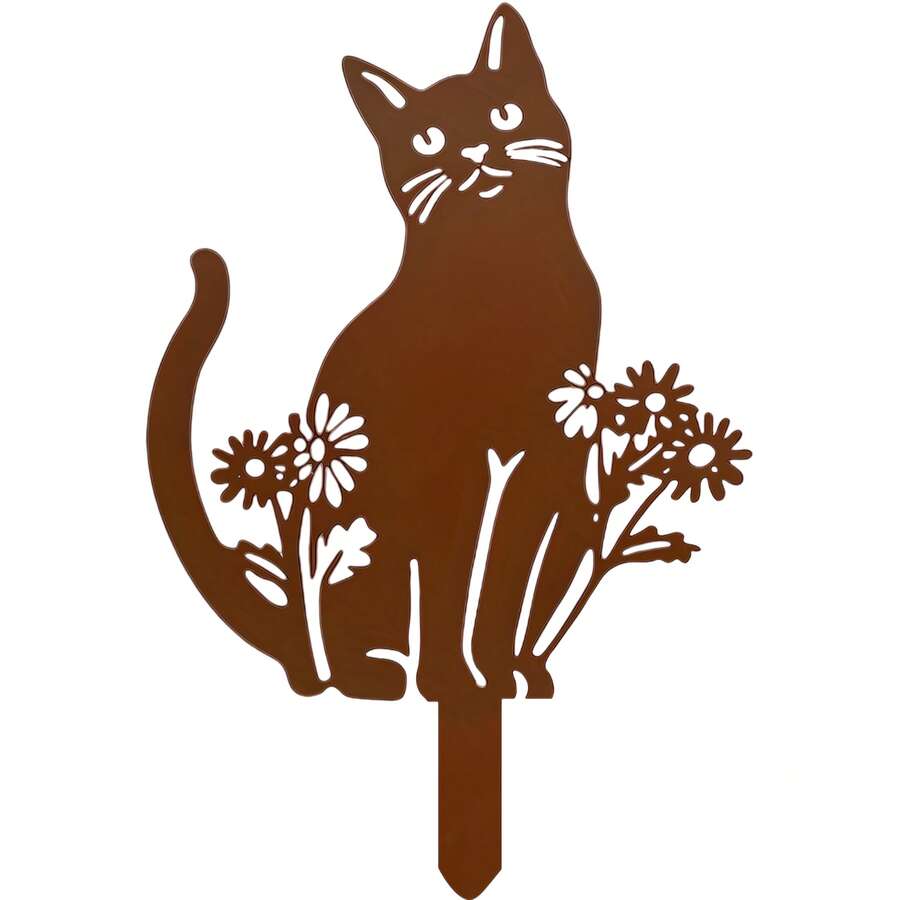 2D Flat, 1pc Silhouette Cat, Acrylic Garden Art Stake - Cute Animal Design, Outdoor Decor, Durable Material, Lawn Art Marker, Patio Yard Decoration, Vintage Style, Perfect Gift