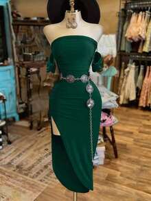 Vestido bandeau de unicolor de moda para mujer - Rosa - Ver 11
