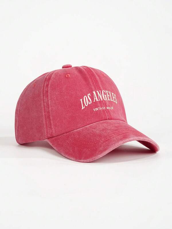Mũ lưỡi trai thêu chữ "LOS ANGELES" đã qua xử lý, có thể điều chỉnh, kiểu dáng thường ngày, thích hợp cho du lịch mùa xuân/thu, đi biển, phong cách Y2K dành cho bé trai và bé gái.