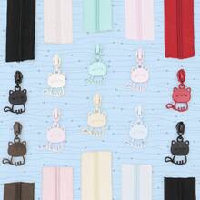 177.16 Inch Zipper (5 Yards) + 10 Pcs Cat-Shaped Zipper Pulls, #3 Nylon Colorful Zipper With Cute Cat-Shaped Zipper Pulls, Suitable For Bags, Stationery Cases, Handmade Wallets, Sewing Replacement And More - 3NL+WXXM - View 4