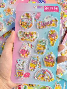Stickers Fun 3D Shaker Stickers: Glitter-Filled Sweet Treats, Animals & Rainbow Designs For Kids' Crafts - Multicolor - View 14