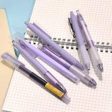 7pcs/Set ST Retractable Ballpoint Pens, Assorted Colors, Quick-Drying Ink, Suitable For Students And Office Use - Lilac Purple - View 2