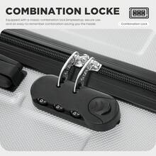 YONSLY 16 Inch Suitcase With Detachable Wheels 360° Combination Lock Double Zipper Soft Rubber Handle Trolley Travel Suitcase For Vacation - 銀色 - 查看 4