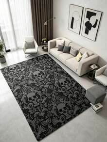 1pc Dark Skull Pattern Area Rug, Living Room Carpet, Washable Carpet, Home Decor, Large Size Round Carpet For Living Room - Multicolor - View 5